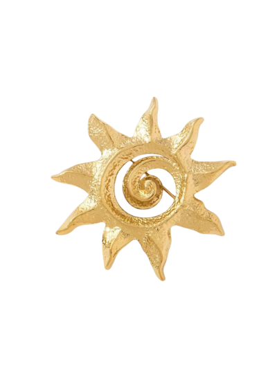 Goudkleurige zon broche