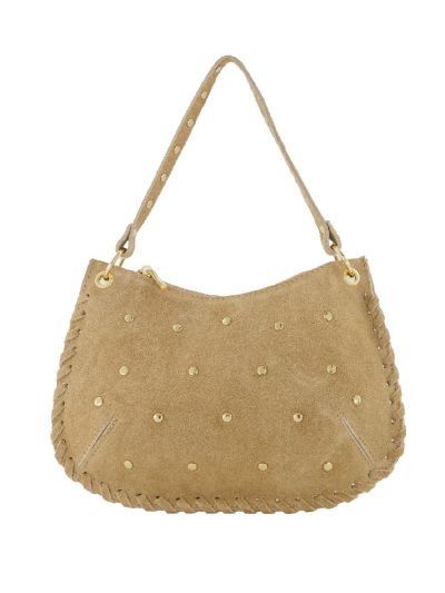 Dune suède schoudertas met gouden studs