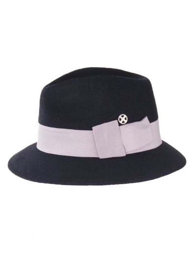 Zwarte wollen fedora hoed 