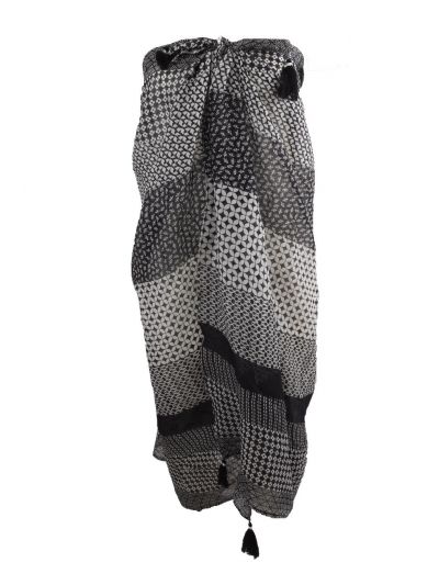 Zwarte pareo met diverse prints
