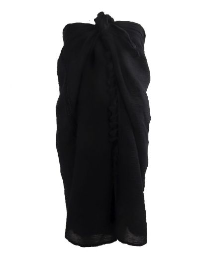 Katoenen sarong in zwart met kwasten franje
