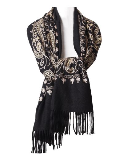 Zachte omslagdoek met geweven paisley dessin