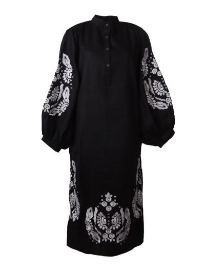 Zwarte jurk met pofmouwen