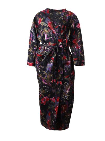 Kimono met bloemen- en vogelprint