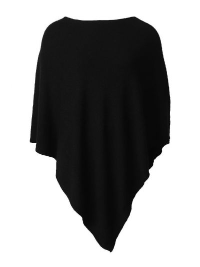 Poncho in kasjmier-blend in zwart