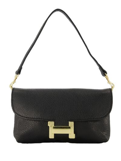 Helene lederen clutch in zwart