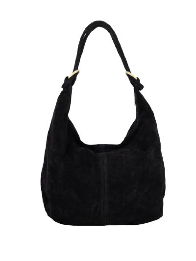 Suède shopper tas in zwart