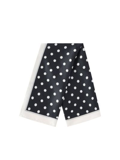 Vierkant satijnen sjaaltje met polkadots – zwart