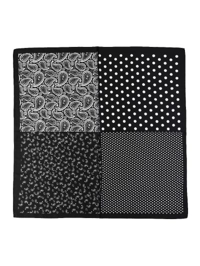 Vierkant sjaaltje met paisley & stippenprint