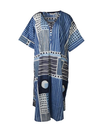 Katoenen kaftan jurk met grafische print
