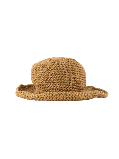 Raffia gevlochten bucket hat