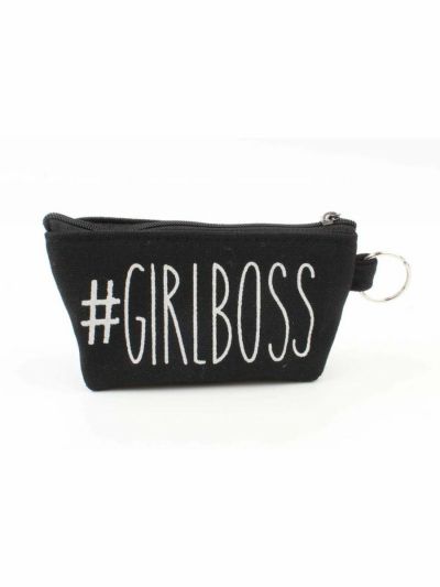 Zwarte katoenen #girlboss mini tasje