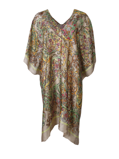Satijnen kaftan met V-hals