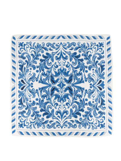 Zijden sjaaltje met ornamentprint in blauw