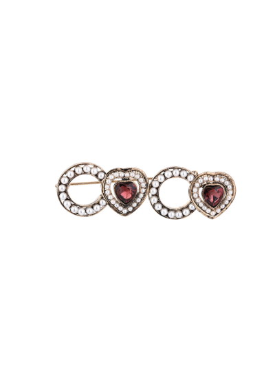 Broche speld met hartjes en parels