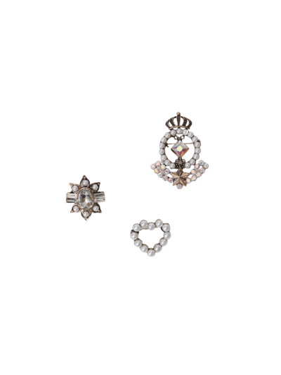 Broche set met parels en strass