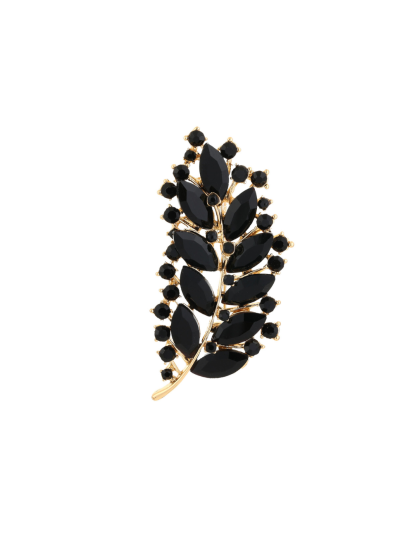 Veer broche belegd met strass stenen