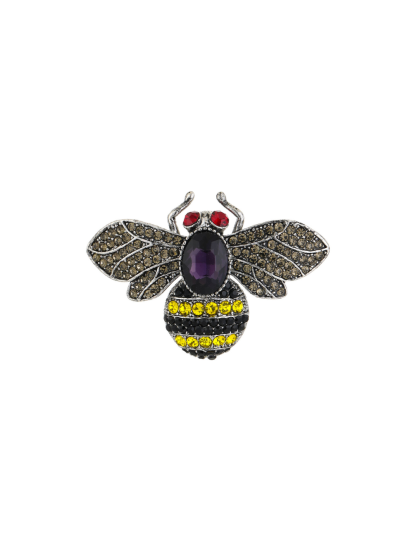 Bij broche met strass