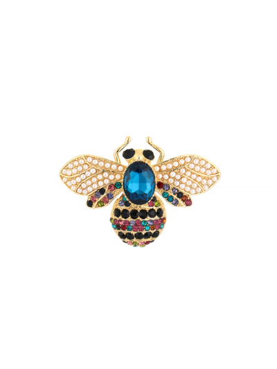 Bij broche met strass