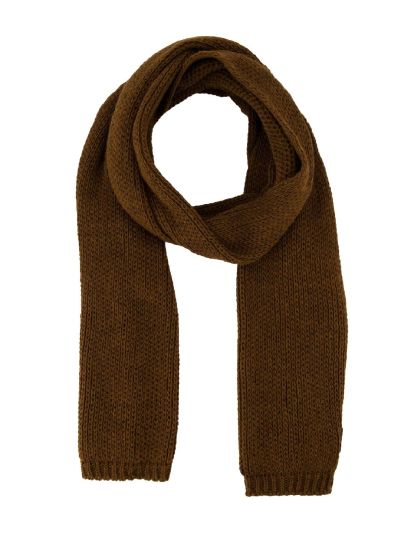 Donkerbruine gebreide alpaca-wol mix sjaal