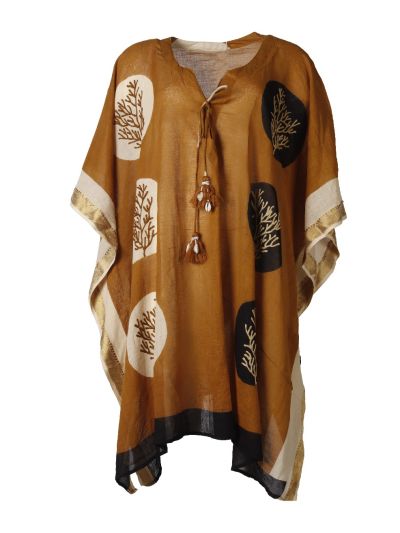 Katoenen kaftan met V-hals