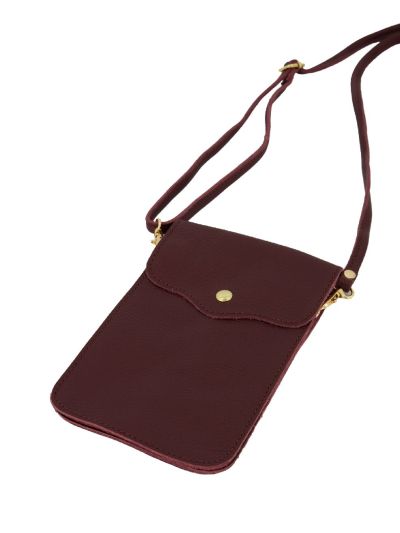 Lederen telefoontasje in burgundy rood