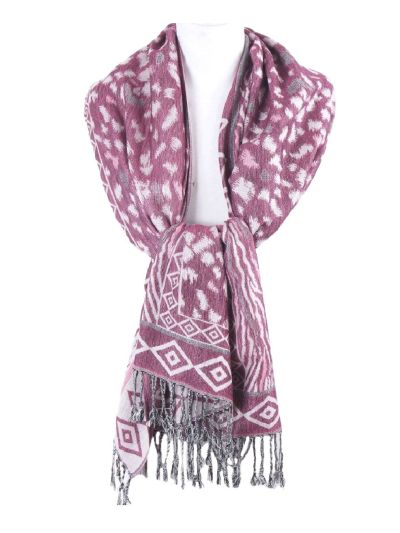 Fuchsia roze pashmina sjaal met grafisch patroon