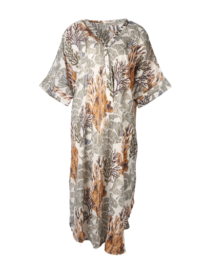 Katoenen kaftan jurk met koraalprint