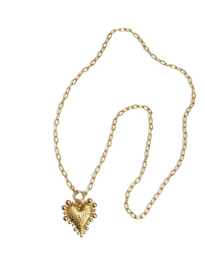 Lange schakelketting met hart bedel