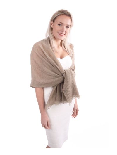 Stola/sjaal van 100% kasjmier in taupe