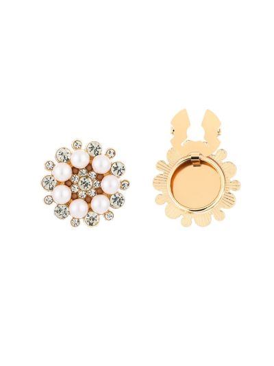 Bloem met strass knoop clip