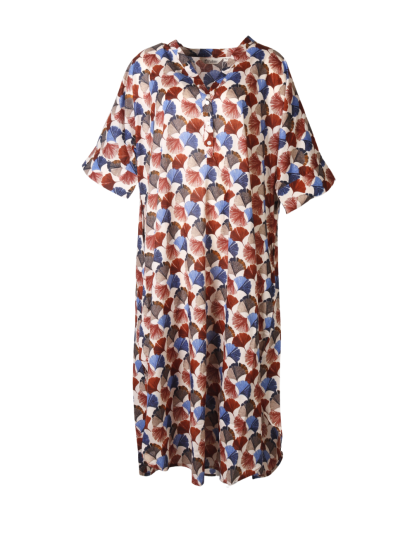 Katoenen kaftan jurk met bloemenprint