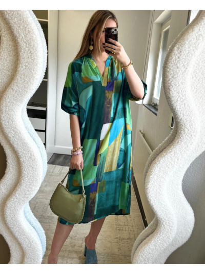 Lange maxijurk met grafische print 