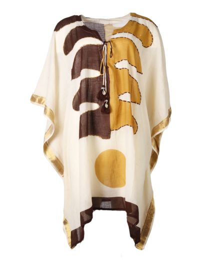 Katoenen kaftan met V-hals