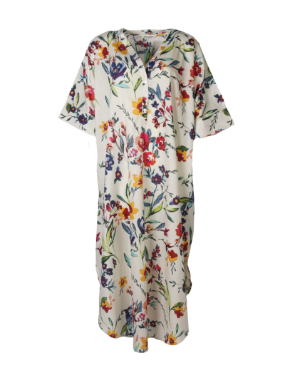 Lange katoenen kaftan met bloemenprint