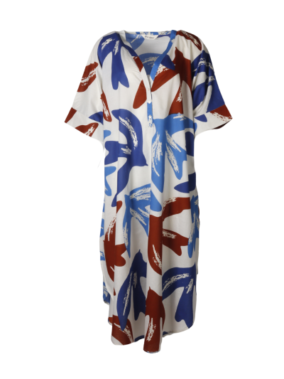 Lange kaftan jurk in blauw tinten