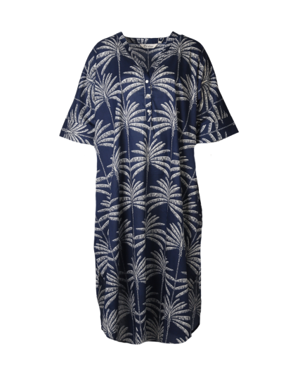 Katoenen kaftan jurk met palmbomen