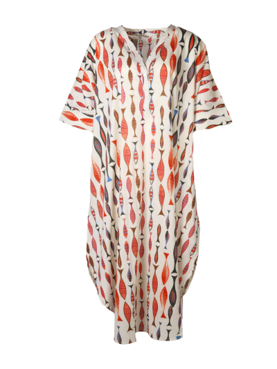 Lange kaftan jurk met vissenprint