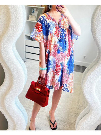 Kaftan met koraalprint