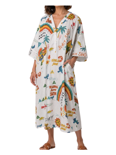 Lange kaftan jurk in zomerse print