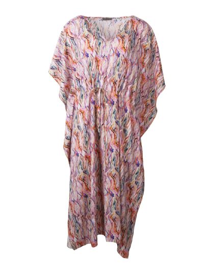 Kaftanjurk met aquarel multicolor strepen