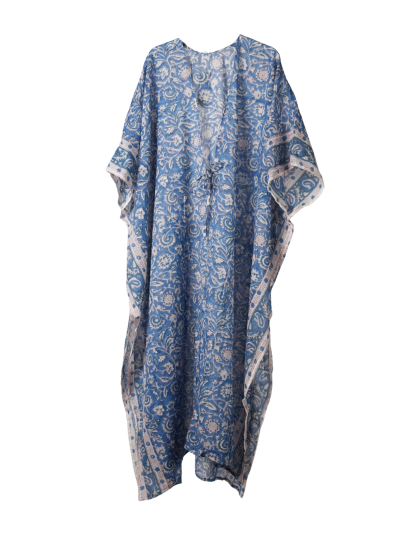 Lange katoenen kimono met bloemenprint