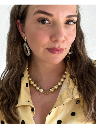 Goudkleurige kralenketting met boeisluiting