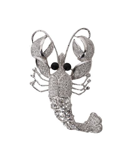 Kreeft broche met strass