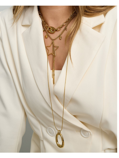 Lange ketting met ovale hanger