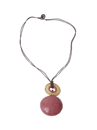 Lange statement ketting met oudroze hanger