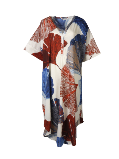 Katoenen kaftan jurk met bloemenprint