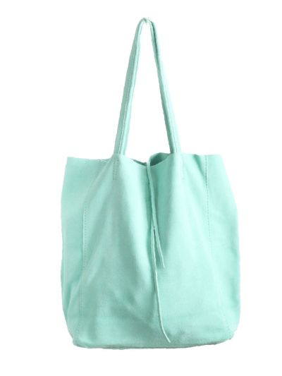 Suede shopper in mintgroen
