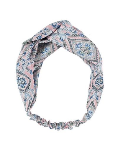 Lichtroze haarband met ornament print
