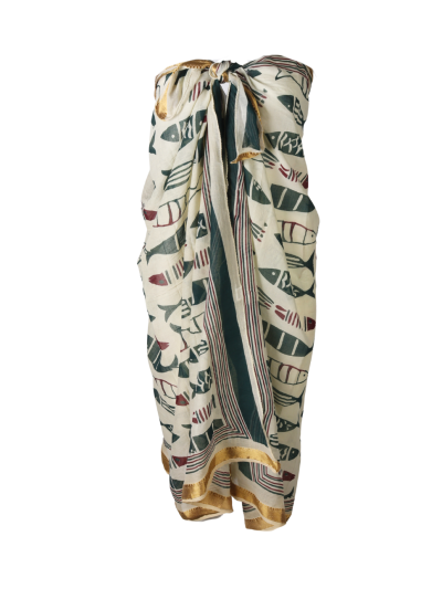 Sarong met visjes print in donkergroen